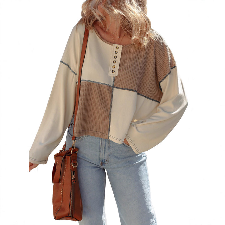 Almée™ Pull patchwork – col rond, confort et style