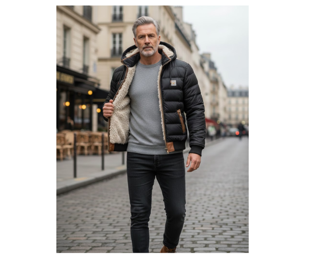AURELISSEWEAR™ | VESTE MATELASSÉE SHERPA NOIRE