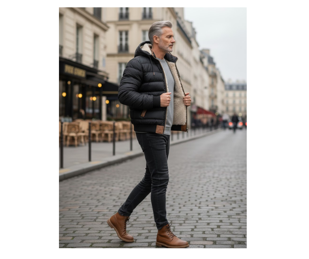 AURELISSEWEAR™ | VESTE MATELASSÉE SHERPA NOIRE