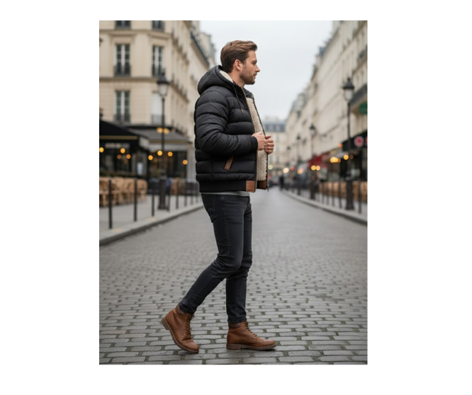 AURELISSEWEAR™ | VESTE MATELASSÉE SHERPA NOIRE