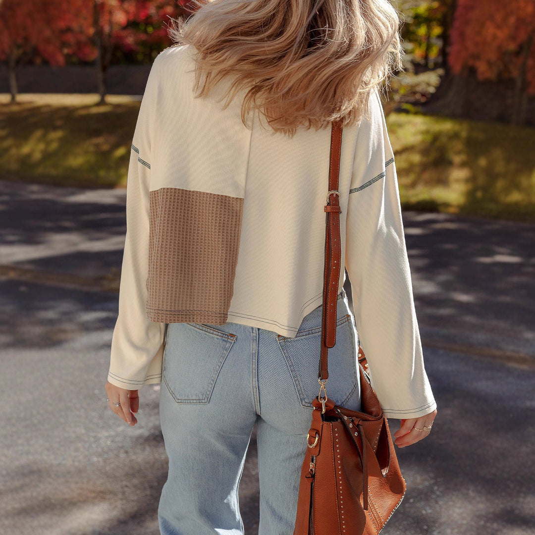 Almée™ Pull patchwork – col rond, confort et style