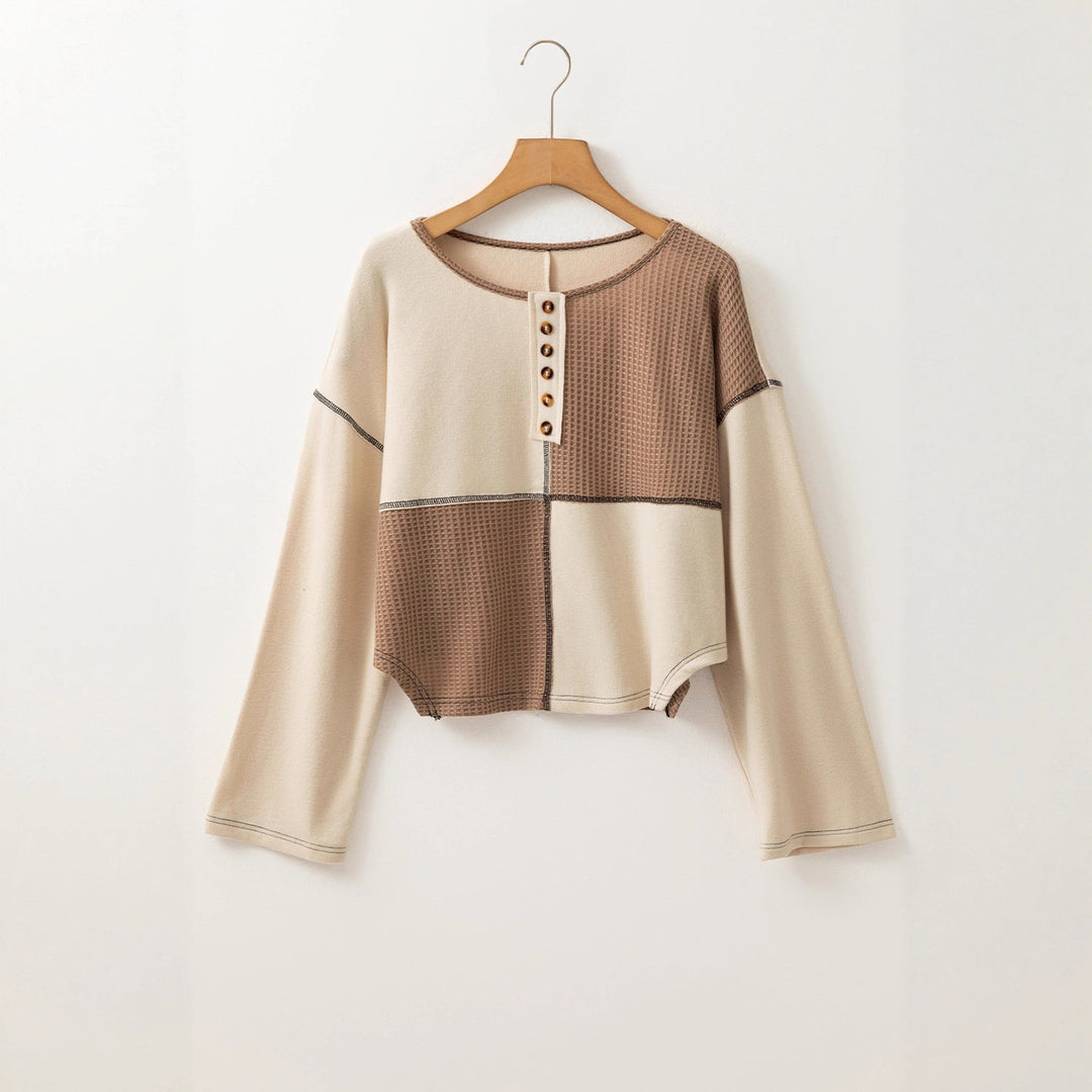 Almée™ Pull patchwork – col rond, confort et style