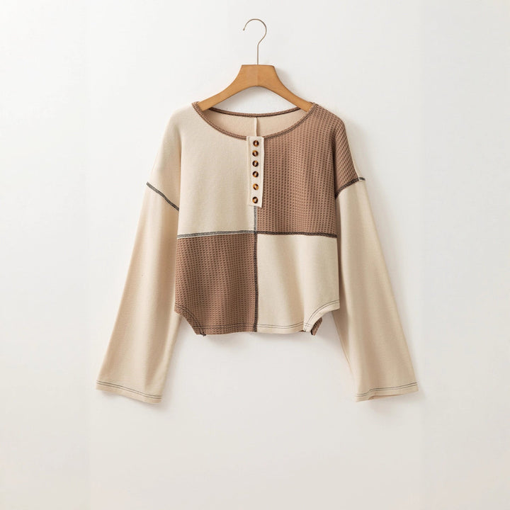 Almée™ Pull patchwork – col rond, confort et style