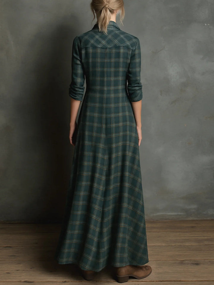 Mari Carmen | Robe longue à motif écossais vert